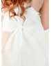 Beaded Ivory Tulle Butterfly Flower Girl Dress